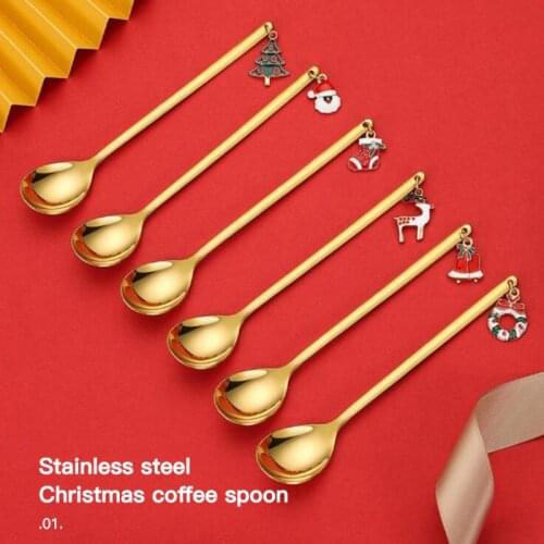 New Year 2021 Metal Christmas Spoons Xmas Party Tableware Ornaments Christmas Decorations For Home Table Dessert Coffee Spoon