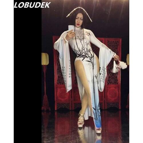 Fashion sexy one piece dress female singer Nightclub Bar Stage costumes Prom Party performance dancing clothing stage show