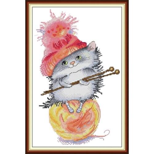 Cute Hamster Animal Pattern Cross Stitch Set 11CT 14CT Canvas Printing DIY Needlework Embroidery Kit Childrens Room Decor Gifts