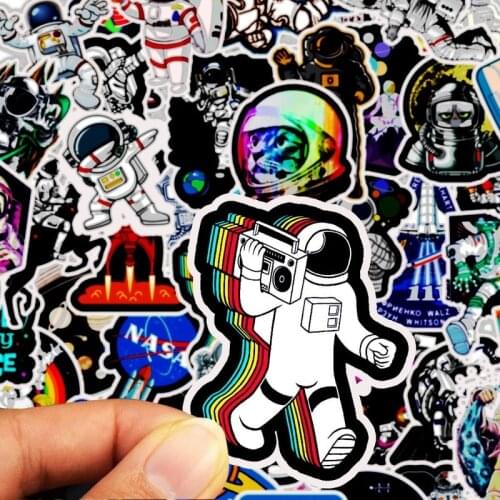 50Pcs Outer Space 2019 Astronaut Stickers For Suitcase Skateboard Laptop Luggage Fridge Phone Car Styling DIY Decal Sticker