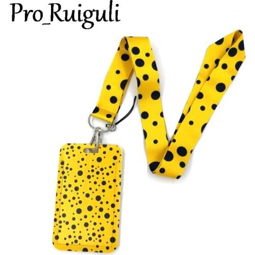 Popular art Wave point Yellow Anime Lanyard Badge Holder ID Card Lanyards Mobile Phone Rope Key Lanyard Neck Straps Key Ring