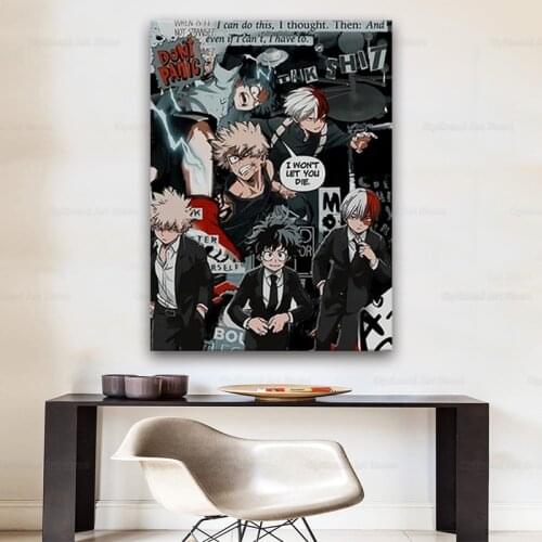 Wall Art Deku and Todoroki Bakugo Aesthetic Canvas Paintings Printed Anime Pictures Home Decoration Modular Poster Living Room