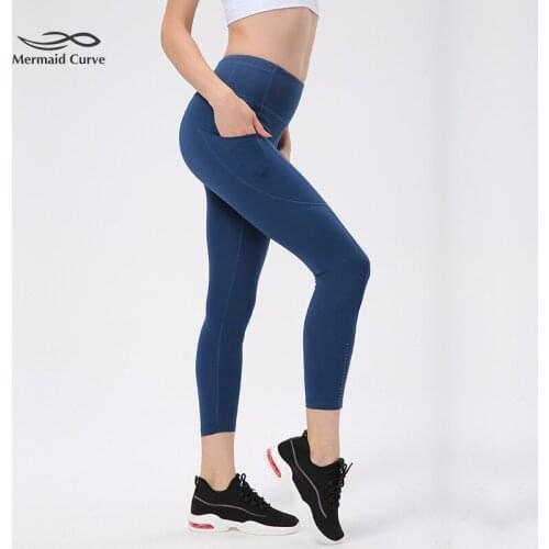 New Nude Skin-Friendly Yoga Pant Women Push Up Hip Breathable Training Leggings Gym Fitness High-Waist Pocket Running Leggings