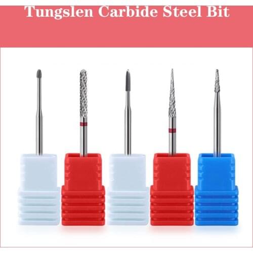 Tungslen Nail Drill Bits Milling Cutter Cuticle Cleaning Tool Nail Manicure Sanding Head Electric Rotary Burr Nail Files