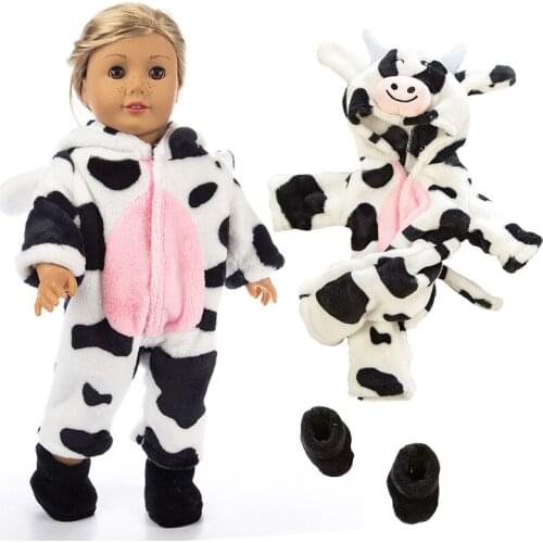 2021 New Pattern Plush Animal Pajamas Fit 18 Inch American&43cm Baby New Born Doll Clothes Accessories