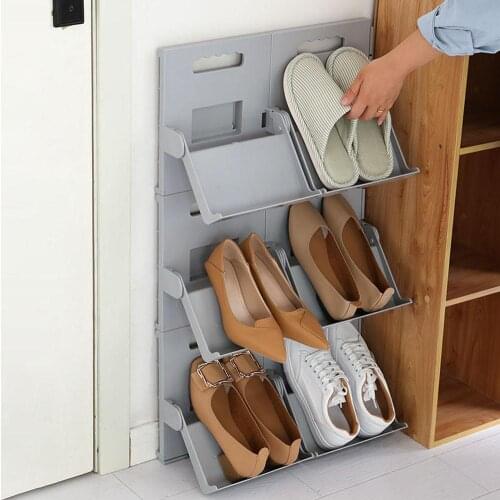 Plastic Shoe Rack Living Room Shoe Shelf Self Assembly Household Vertical Combined Shoe Storage Cabinet Doorway Shoemaker
