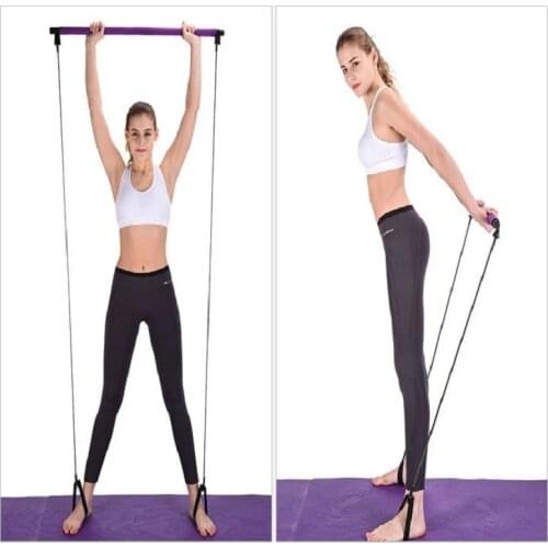 Portable Yoga Pull Rods Home Yoga Gym Body Abdominal Resistance Bands for Pilates Exercise Stick Toning Bar Fitness Rope Puller