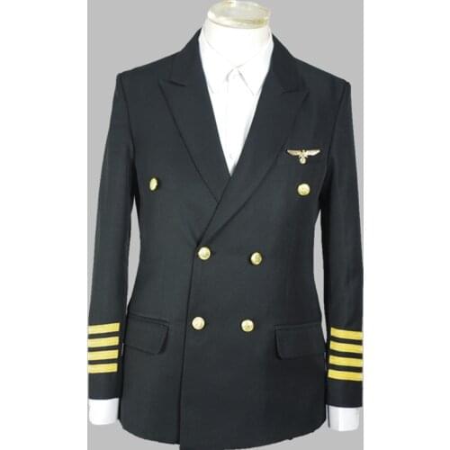 Stage Costume Adult Aviation Uniform Pilot Airless Clothing Performing Suit Men Festival Outfit Rave Clothes Mens Coat VDB809