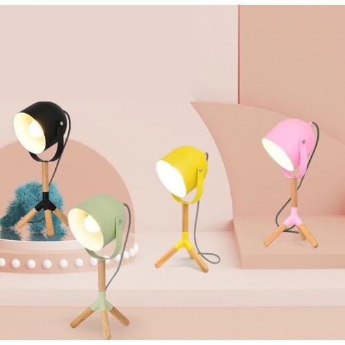 Nordic Macaron Solid Wood Table Lamp Modern Bedroom Bedside Desk Lamp Childrens Room Deco Pink Lamp Girl Room Led Light Fixture