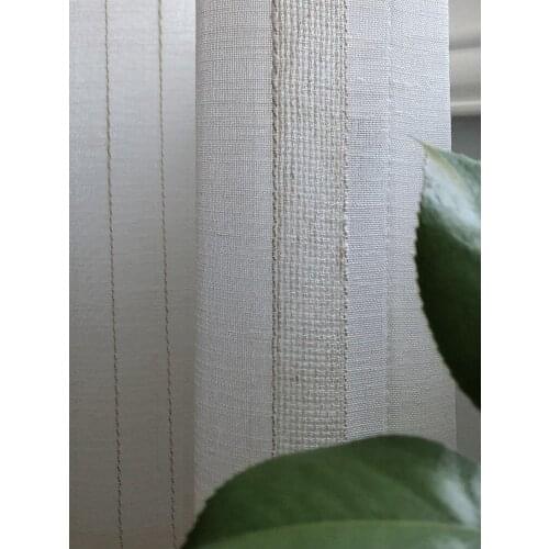 Modern striped curtains linen stripe tulle for bedroom living room balcony curtain custom decorative linen stripe curtain yarn