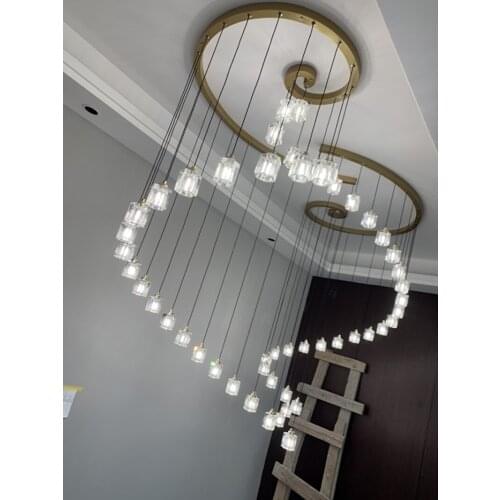 Modern LED Chandelier Lighting Staircase Lamps Nordic Lights Crystal Chandelier Lamp Long Art Decorate Loft Light Fixture