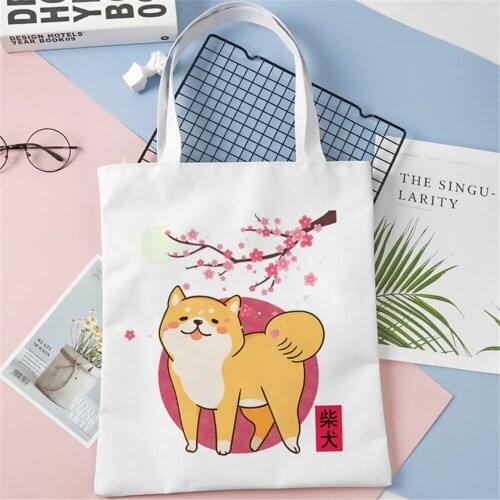 Kawaii Animals Shopping Bag Fashion Women Canvas Tote Bags Printing Bag Cartoon Bolsa De Compras Shopper Shoulder