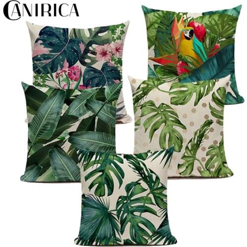 Tropical Cushion Cover Plant Pillow Cover for Living Room Nordic Decorative Kussenhoes for Living Home Decor 45x45cm