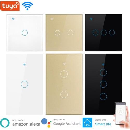 Tuya Wifi Wall Switch 3/2/1Gang Smart Home Life Light EU US Switch Touch Sensor Remote Control APP Works With Alexa Google Home