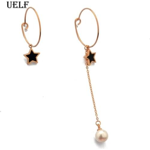 Uelf Women Bohemia Simple Large Circle Star Drop Earrings Boho Women Elegant Earring Jewelry