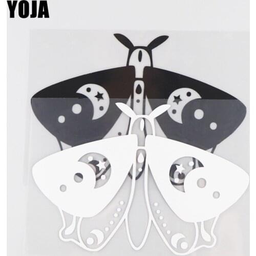 YOJA 14.5×10.1CM Beautiful Moth Cartoon Animals Vinyl Car Stickers Decal Black/Silver 19C-0173