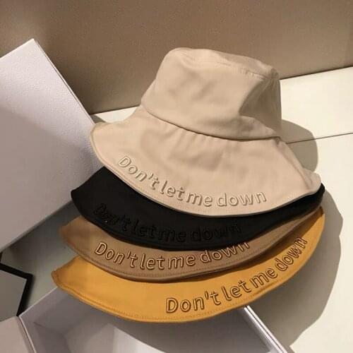 Embroidery Bucket Hat Men Women Hip Hop Fishing Cap DON'T LET ME DOWN Panama Bob Hat Summer Flat Sun Hat Cotton Sunshade