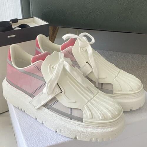 Shell Head Woman Shoes Mixed Color Zapatos De Mujer Flat Platform Sneakers Lace Up Shoes Women Fashion Casual Shoes Top Qulity