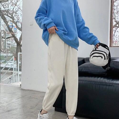 High Waist Korean Style Black Soft Trousers Iamhotty Casual Sports Joggers Cargo Corduroy Pants Women Vintage Loose Streetwear