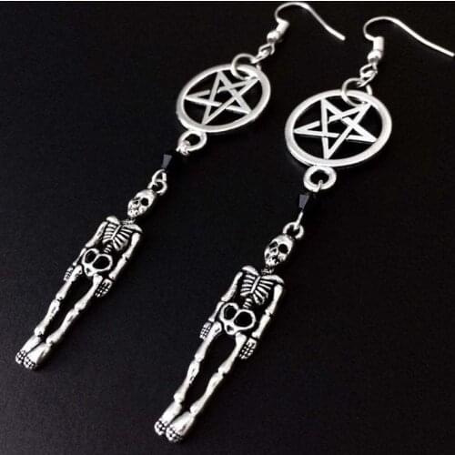Supernatural powers, zombies, skeletons,darkness, Halloween Vintage Skeleton Skull Dangle Earrings for Women Jewelry Party Gifts