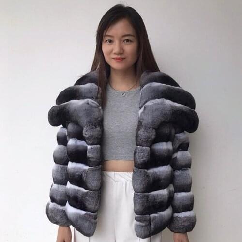 Fur Coat Women Winter Rex Rabbit Fur Jacket 2021 New Fashion Warm Big Turndown Collar Overcoat Free Shipping