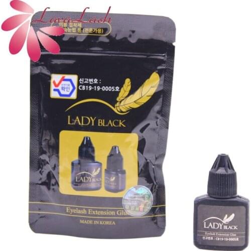 1 Bottle Lady Black Glue Korea Eyelash Extensions 10ml/bottle With Sealed Bag Low Irritation Beauty Tools Shop With Sealed Bag
