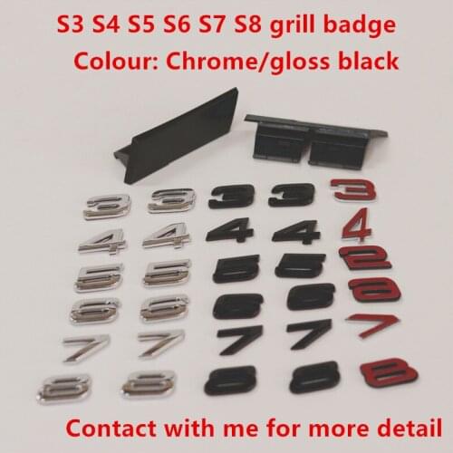 10pc Hot Sale New Car Grill Badge Front Emblem Chrome Gloss Black Car Accessories For S3 S4 S5 S6 S7 S8