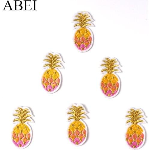 10pcs Cartoon Embroidered Pineapple Patches Cute Fruits Stickers For Backpacks Shoes Apparel Hats Fabric Appliques DIY Sew Badge