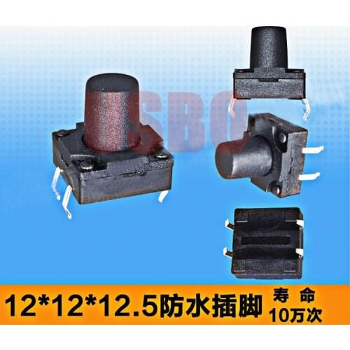 12*12*10/10.5/11/11.5/12.5mm Waterproof Mini Black Hand Touch Tact Switch Push Button Switch 4Pins Wholesale Good Quality