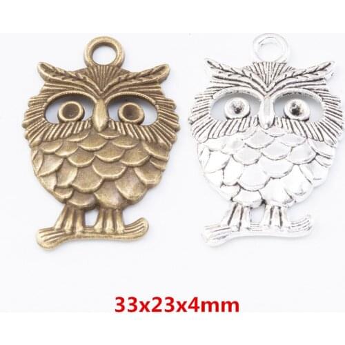 15 pieces of retro metal zinc alloy owl pendant for DIY handmade jewelry necklace making 7761