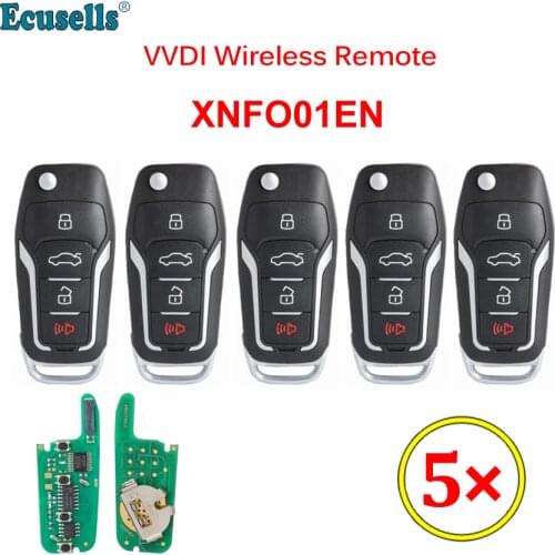 5Pcs/Lot Xhorse XNFO01EN 4 Buttons VVDI Wireless Universal Remote Car Key For Ford English Version for VVDI2 VVDI Key Tool
