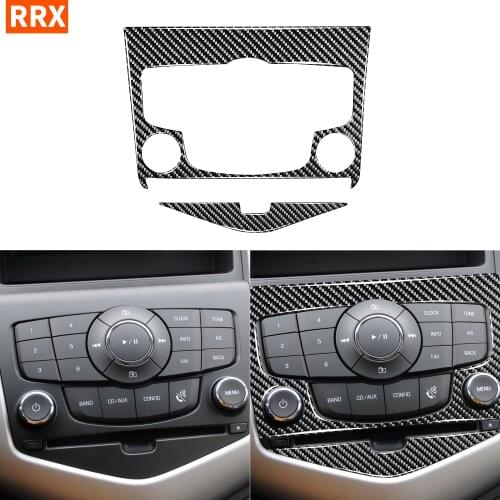 For Chevrolet Cruze 2009-2015 Interior Accessories Carbon Fiber Sticker Trim Cover for Dashboard CD Radio Switch Button Panel