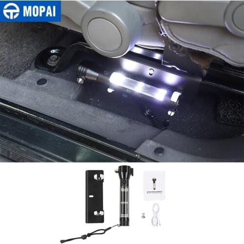 MOPAI Emergency Hammer for Jeep Wrangler JK JL Car Solar Escape Rescue Flashlight for Jeep Wrangler JK JL 2007-2020 Accessories