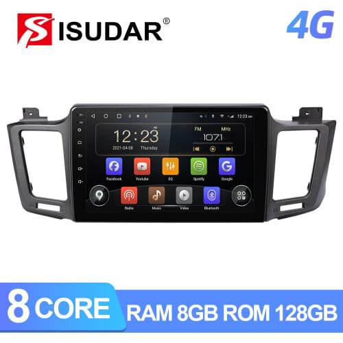 ISUDAR V72 QLED Android 10 For Toyota RAV4 4 XA40 5 XA50 2012-2018 GPS Car Multimedia Radio voice control 8 Core ROM 128 4G FM