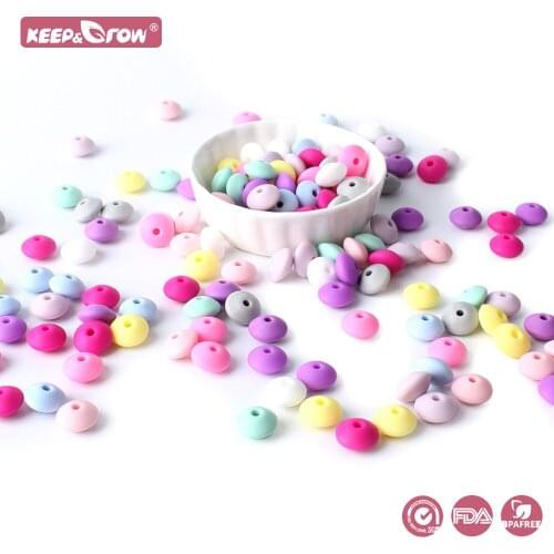 Keep&Grow 1000Pcs 12MM Silicone Lentils Beads BPA Free Baby Teethers Food Grade Abacus Beads For Baby Pacifier Chain Making