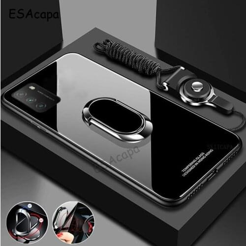 For Xiaomi POCO M3 Case Tempered Glass Phone Cover For Xiaomi POCO X3 Pro F3 Hard Back Cover With Magnet Ring Stand Holder Cases