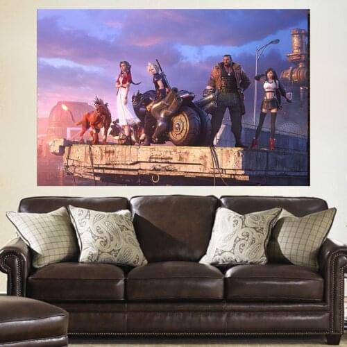 Final Fantasy 7 Game Poster Tifa Cloud and Aeris Canvas Painting Home Decoration Cartoon Movie Poster Wall Art Pictures