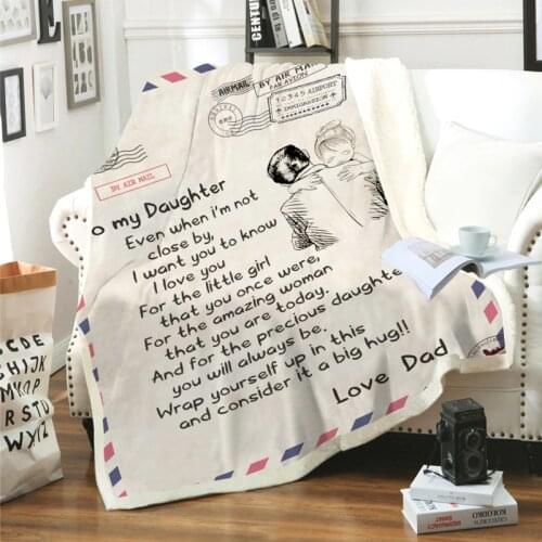 Fleece Blanket to My Daughter Son Wife Letter Printed Quilts Air Mail Blankets T3LE