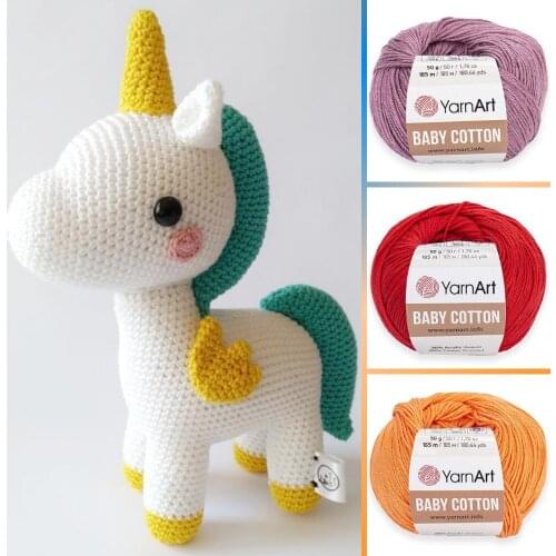 Knitted cotton yarn - 56 colors to choose from - 165 meters (100gr) - YarnArt Baby Cotton - Acrylic - cardigan - shawls - baby blankets - sweaters - shirts - tops - appliances House - Medium - Amigurumi - Tricot - Dres