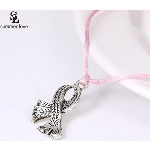 Fighter Breast Cancer Awareness Pink Ribbon Bracelet for Women Adjustable Pink Rope Charm Card Bracelets Make a Wish Jewelry