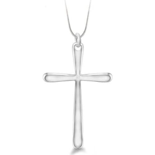 Classic Cross Pendant Necklace for Man Women Snake Chain Simple Silver Plated Jewelry Gift Dropshipping Wholesale