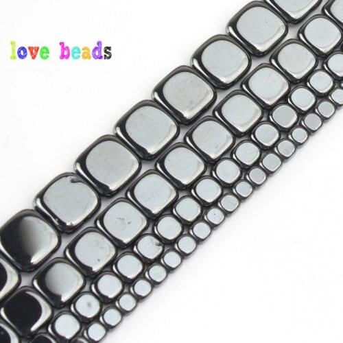 3x3/4x4/6x6/8x8mm Natural Black Hematites Square Stone Spacer Loose beads For Fashion Accessories Jewellery Making 15