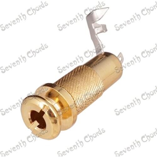 Brass Knurled Cylinder 1/4" 6.35mm Bass Guitar Jack Output Input Plug Socket / Guitar Pickup jack - Gold