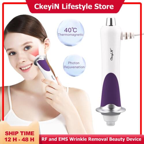 CkeyiN RF Face Lifting Wrinkle Removal Line V-Shape Anti-wrinkle Skin Tightening Beauty Massager Machine Oxygen Injection