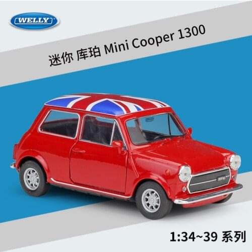 Welly 1:36 BMW Mini Cooper 1300 alloy car model pull-back vehicle Collect gifts Non-remote control type transport toy