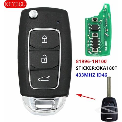 KEYECU Upgraded Folding Remote Key Fob 433MHz ID46 Chip for Kia Ceed 10/2006 - 07/2009 P/N: 81996-1H100