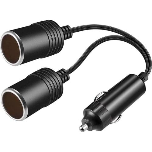 1 to 2 Car Cigarette Lighter Splitter Adapter Power Charger Port, 12V 24V Plug Socket, 10 inch Cigarette Lighter Extension Cord