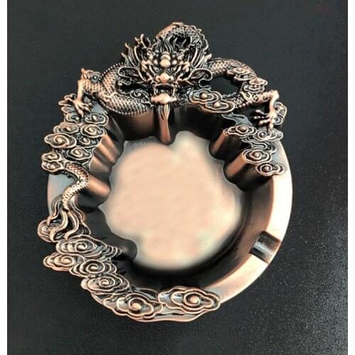 Creative Auspicious Dragon Ashtray Alloy Ash Tray Office Living Room Bedroom Ashtray Holder Portable Gadgets Friend Gift