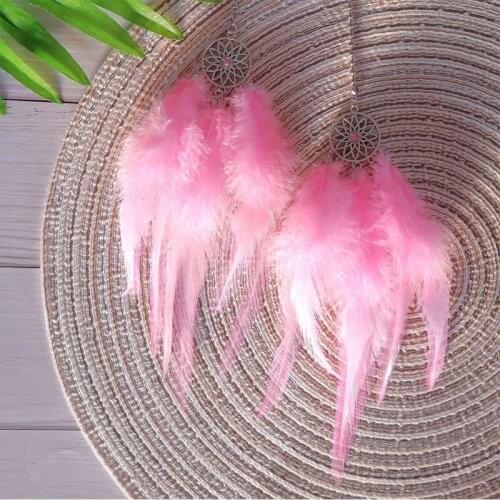 Hanging Ornament Mini Dream Catcher Car Rear View Mirror Wind Chimes Wall Hanging Pendant Car Goods Feather G5AD