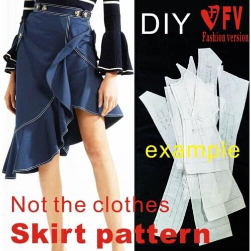 Garment Pattern Womens Ruffle Half Skirt 1:1 Sewing Design Drawing BBQ-41